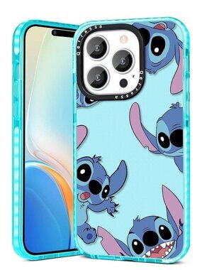 Lilo and Stitch iPhone 14 Pro Max Case - Protective Blue Case with Cute Cartoons